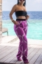 s-2xl plus size summer new stylish 6 colors stretch batch printing contrast color spliced tube design sexy two-piece set_Black