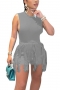 s-5xl summer new plus size 13 colors solid color stretch bodysuit with tassel decor tie-waist shorts stylish street style two-piece set_Black_Purple_Dark Green_Red_Rose Red_Sky Blue_Blue_Dark Blue_Orange_Yellow_Khaki _Gray