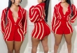 m-2xl plus size autumn new stylish four colors stripe printing lapel button long sleeve stretch casual shorts sets_Red