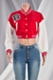 autumn letter printing single breasted plus size 3 colors stretch casual short jacket_Red