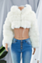 winter plus size 11 colors solid color hooded zip-up simple artificial fur jacket_Black_White