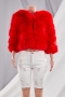 plus size winter solid color artificial fur casual short jacket_Black_White_Purple_Red