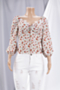 early autumn floral batch printing v-neck new stylish three-quarter sleeve chiffon top_White