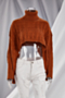 autumn solid color high collar new stylish knitting loose short shawl top (new add color)_White_Brown
