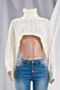 autumn solid color high collar new stylish knitting loose short shawl top (new add color)_White