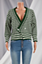 autumn new stylish stretch double breasted striped long-sleeved loose knitted sweater_Black_Brown_Green