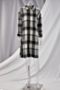 winter plaid batch printing micro-elastic single-breasted plus size casual midi length tweed jacket_Brown_Gray