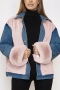 winter new 4 colors denim & plush patchwork inelastic long sleeve turndown collar single breasted stylish casual thicken warm jacket(only jacket)_Black_White_Sky Blue_Pink