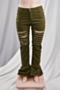 2xl-5xl autumn new four colors micro-elastic holes stylish denim bell-bottoms_Black_Dark Green