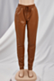 autumn new plus size solid color pu fabric micro-elastic tie-waist pockets stylish leather pants_Black_Rose Red_Beige_Brown
