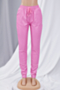 autumn new plus size solid color pu fabric micro-elastic tie-waist pockets stylish leather pants_Black_Rose Red_Beige_Brown_Pink