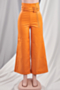 autumn new plus size solid color micro-elastic pu high waist zip-up wide-leg stylish leather trousers with belt (new added color)_Yellow