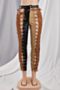 autumn new plus size two colors pu micro-elastic hollow eyelet lace-up stylish sexy leather trousers_Black
