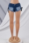 three color sexy high waist letter bandage hole pocket sexy lingerie denim hot shorts_Black_White_Blue
