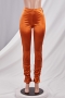 solid color autumn plus size 2 colors satin stretch slim casual tight-fitting pleated leggings_Champagne_Gold
