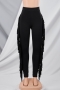 spring new stylish simple pure color stretch 4-colors slim tassel high-waist casual pants_Black
