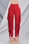 spring new stylish simple pure color stretch 4-colors slim tassel high-waist casual pants_Black_White_Red