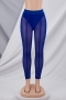 summer solid color mesh stretch high waist sexy see-through leggings_Black_Purple_Blue