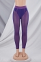 summer solid color mesh stretch high waist sexy see-through leggings_Black_Purple