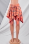 spring new stylish plaid batch printing stretch irregular plus size lace-up casual skir_Pink_Orange