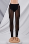 summer new stylish simple 4-colors mesh patchwork see-through stretch slim high waist plus size sexy leggings_Black