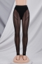 summer new stylish solid color stretch see through mesh slim sexy leggings(without top)_Black