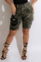 s-2xl plus size summer new 3 colors camouflage batch printing stretch tied pockets button slim stylish street causal denim shorts_Light Green_Dark Green