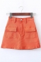 xs-xl summer new 8 colors solid color micro elastic pocket button zip-up high waist fashion denim mini skirt(with lining)_Black_White_Dark Green_Sky Blue_Brown_Orange