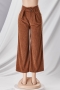 made by girlmerry xs-l casual corduroy non-stretch belted high waist pants_Black_Brown