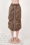 high street slight stretch cargo midi skirt(size run small, new added colors)_Black_Brown