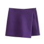 new 5 colors non-stretch zip-up solid color stylish skorts_Black_Purple