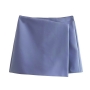 new 5 colors non-stretch zip-up solid color stylish skorts_Black_Purple_Beige_Blue