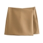 new 5 colors non-stretch zip-up solid color stylish skorts_Black_Purple_Beige_Blue_Yellow