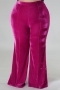 plus size slight stretch solid color 5 colors velvet high waist casual pants_Black_Dark Green_Red_Blue_Magenta