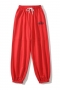 casual 5 colors letter fixed printing slight stretch drawstring sports pants_Black_Red