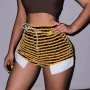 sexy plus-size slight stretch texture streaks slit lace-up shorts_Black_Red_Yellow