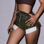 sexy plus-size slight stretch texture streaks slit lace-up shorts_Black_Red_Yellow_Green_Purple_Beige_Khaki