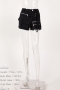 stylish solid color non-stretch zip-up pocket denim hot skort(size run small)_Black