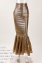sexy plus size slight stretch holographic high waist maxi mermaid skirt_Red_Green_Blue_Gold
