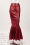 sexy plus size slight stretch holographic high waist maxi mermaid skirt_Red