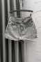 stylish plus size slight stretch denim 4 colors all-match skort(size run small)_Black_White_Gray