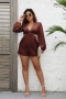 high quality sexy plus size slight stretch 6 colors v-neck hollow playsuit_White_Rose Red_Yellow_Blue_Purple_Brown
