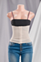 plus size solid color breathable single breasted fishbone corset_Black_Beige