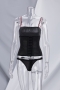 plus size solid color breathable single breasted fishbone corset_Black