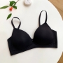 four colors non-removable shoulder strap underwire-free traceless bra_Black