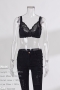five colors lace spliced underwire non-removable shoulder strap push up breathable bra_Black
