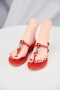 summer two colors rhinestone decor stylish flat sandals_Red