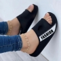 summer new 6 colors letter printing peep toe stylish slippers_Black