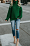 casual solid color turtleneck sweater_Red_Green