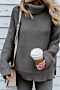 casual solid color turtleneck sweater_Red_Green_Khaki _Dark Gray